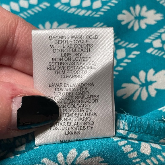 Free 2 Luv Womens Plus Turquoise Boho Blouse 2X Bell Sleeves Crochet Accents EUC - Picture 8 of 11